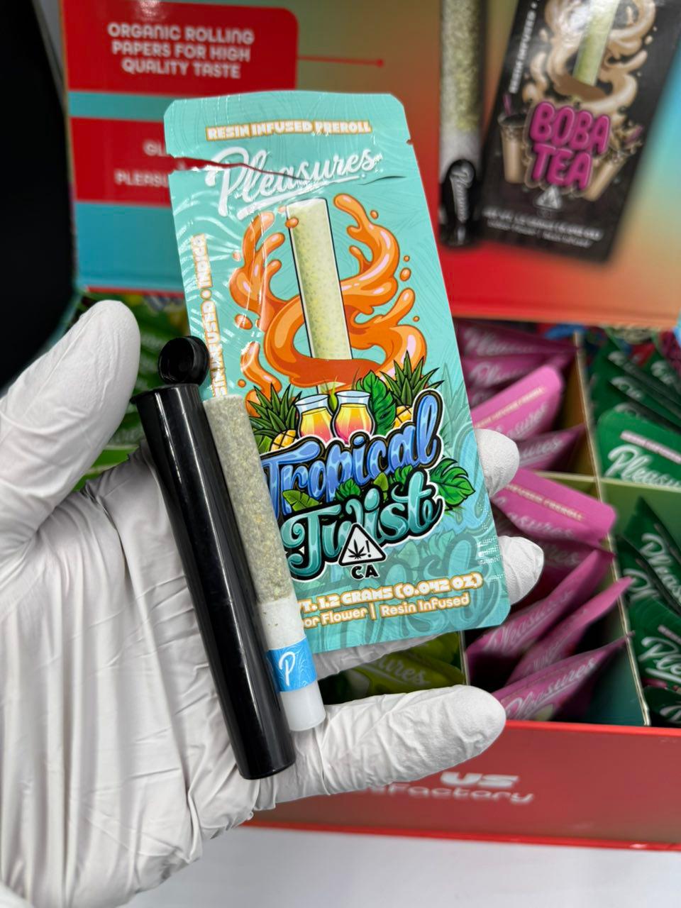 Buy Pleasures 1.2g resn infused pre rolls Online Pleasures Resin pre rolls